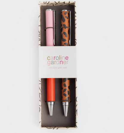 Coffret de 2 stylos - Léopard et rouge / rose