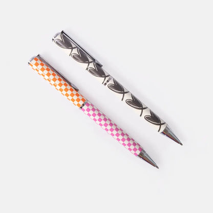coffret de 2 stylos coeurs noirs et damier Caroline gardner