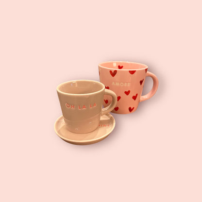 Tasse beige et rose PM - Oh la la