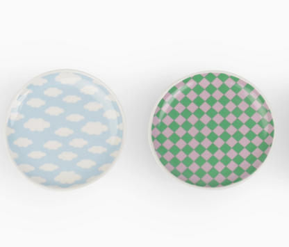 Vide poche/coupelle - Damier rose et vert