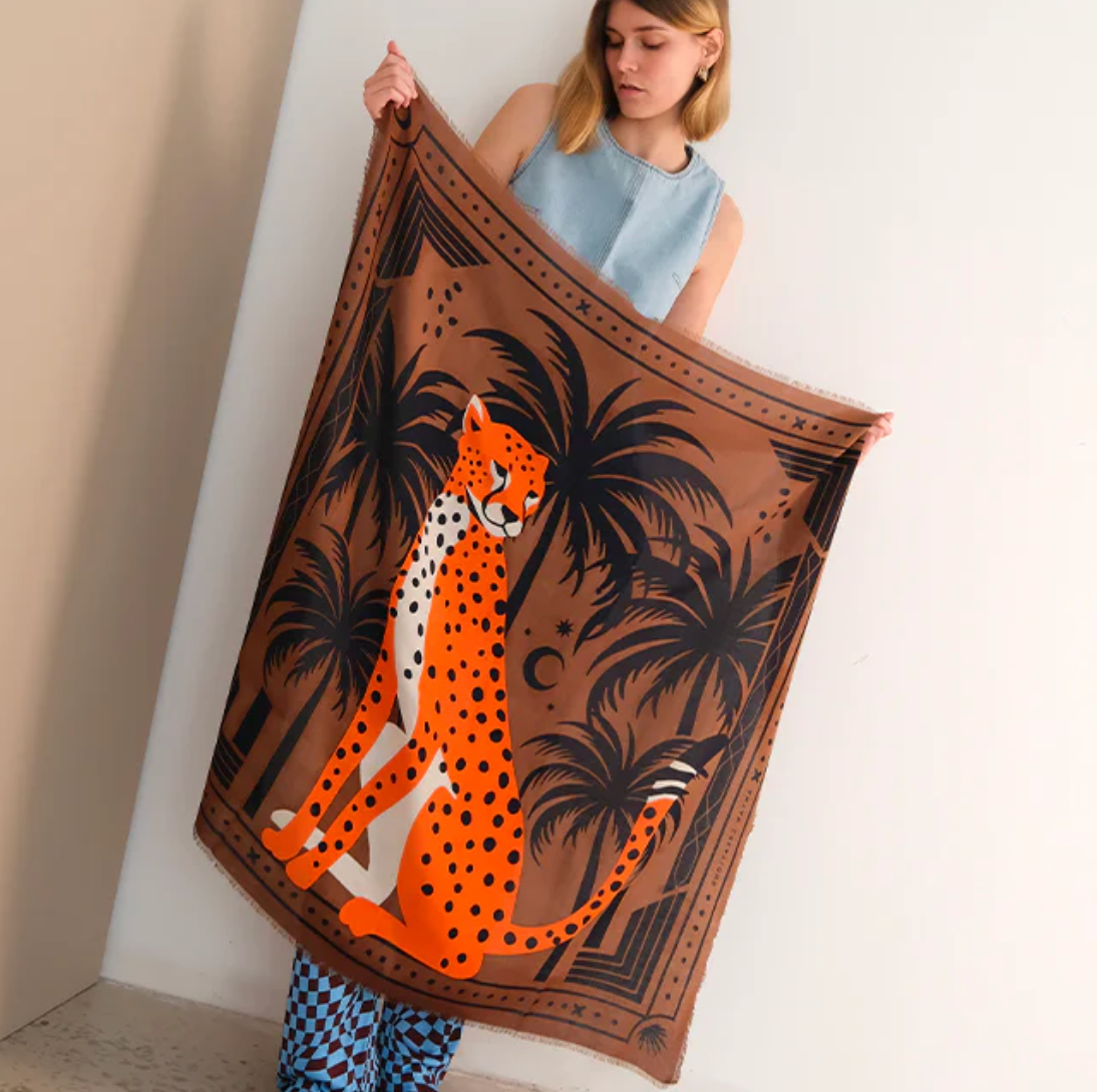 Foulard en coton - Cheetah Brown