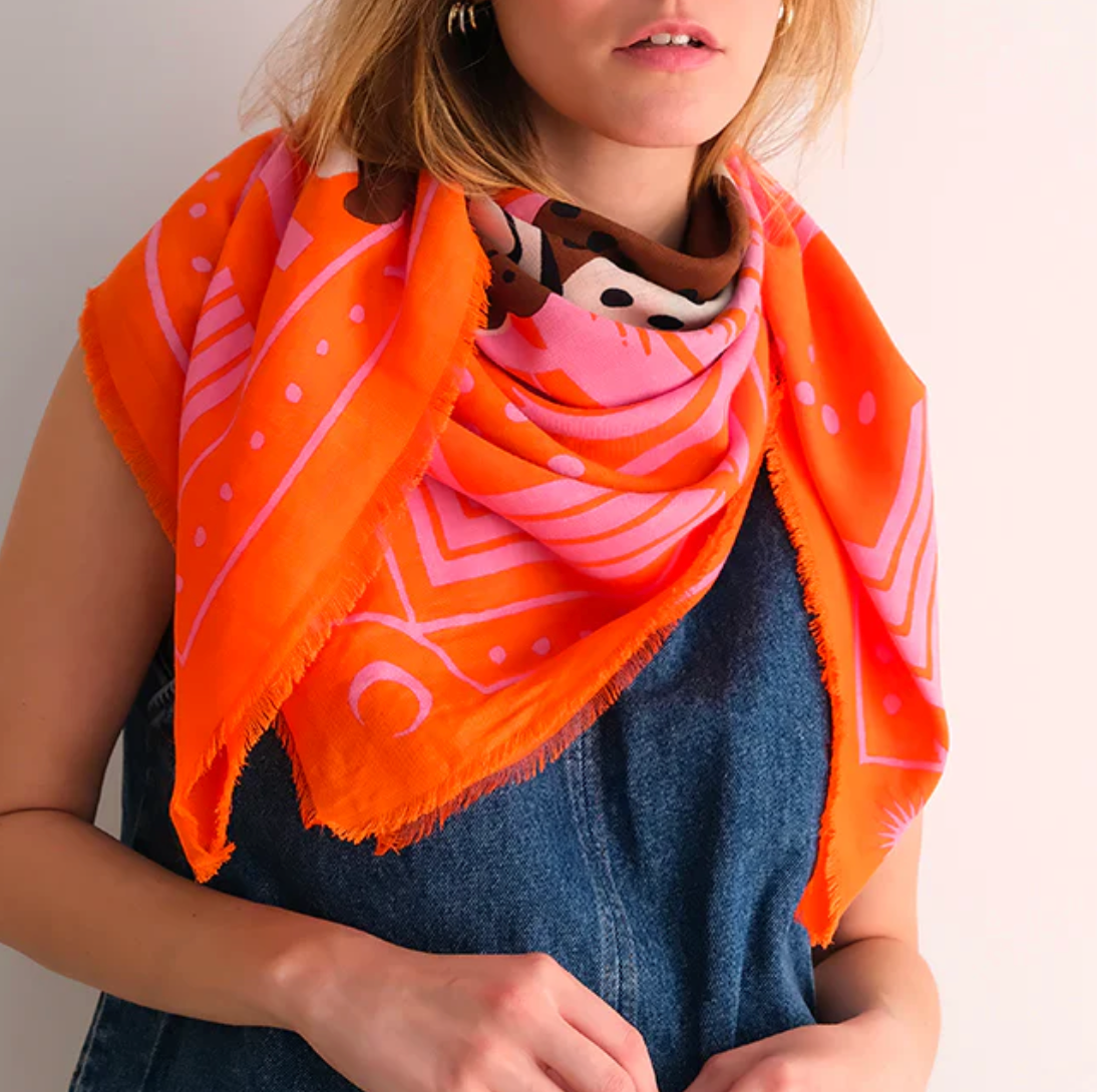 Foulard en coton - Cheetah Orange