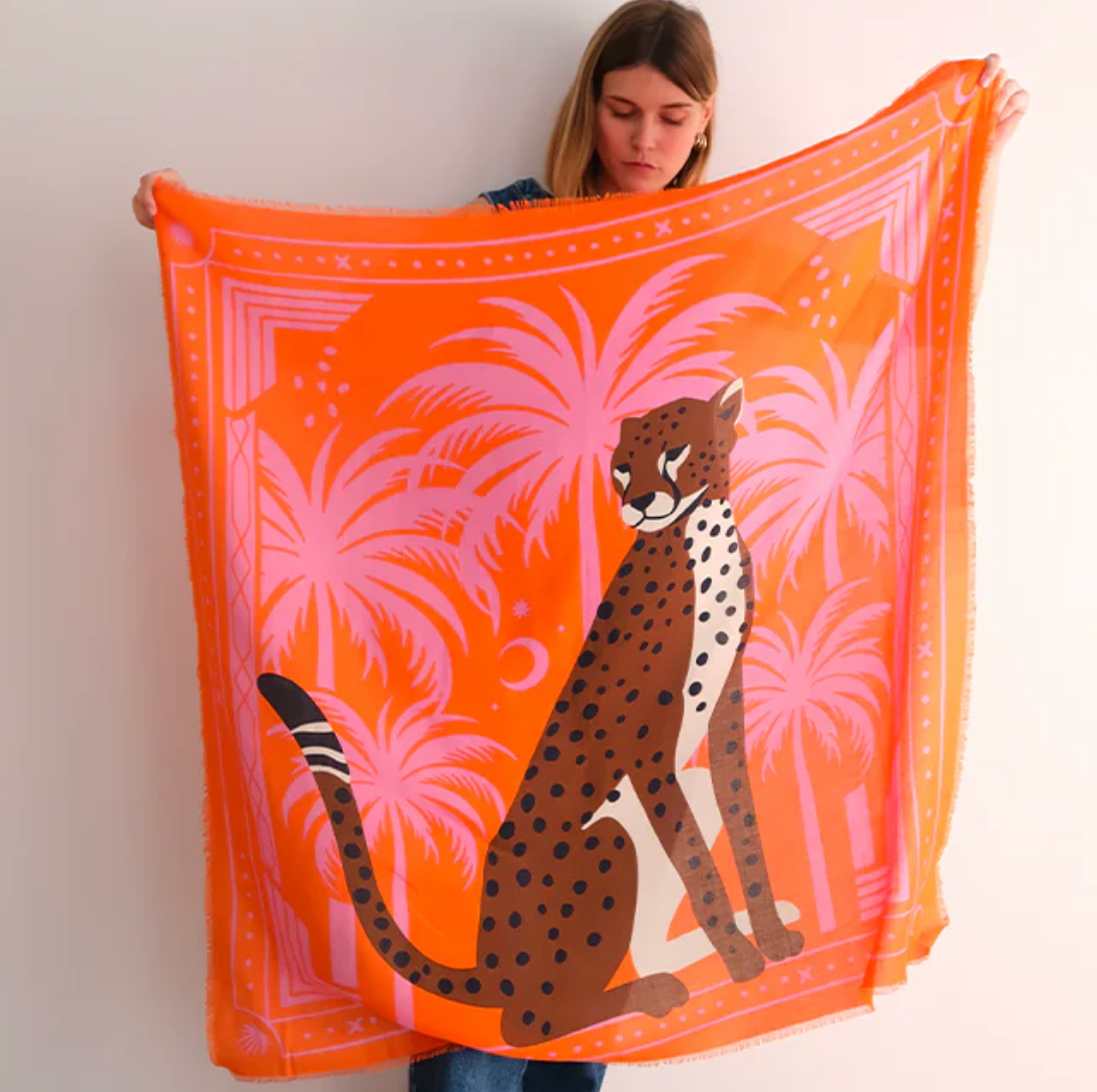Foulard en coton - Cheetah Orange