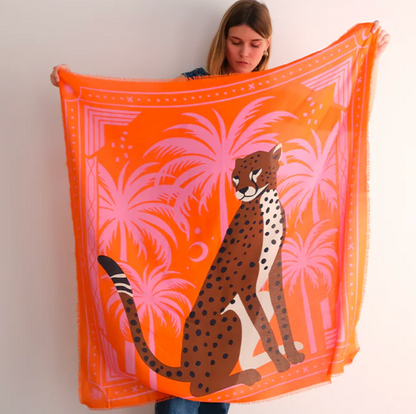 Foulard en coton - Cheetah Orange