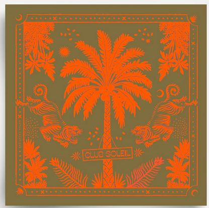 Foulard en coton - Club Soleil Kaki Paprika