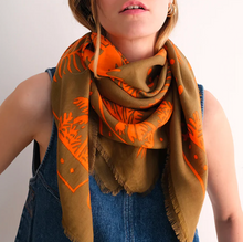 Foulard en coton - Club Soleil Kaki Paprika