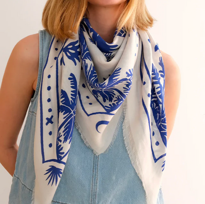 Foulard en coton - Club Soleil White Blue