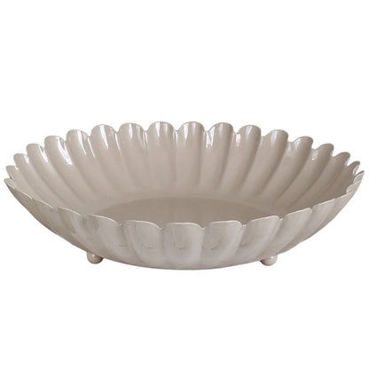 Coupelle fleur beige en métal - L