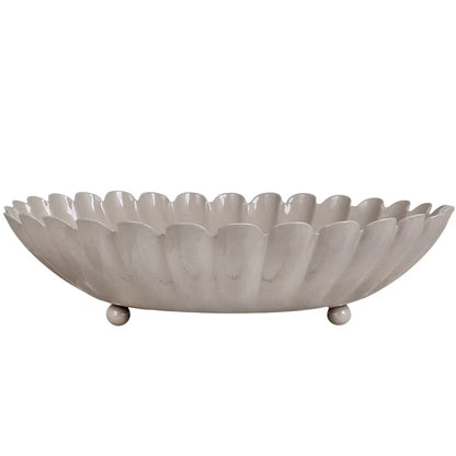 Coupelle fleur beige en métal - L