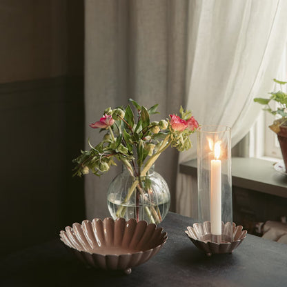 Coupelle fleur rose en métal - M