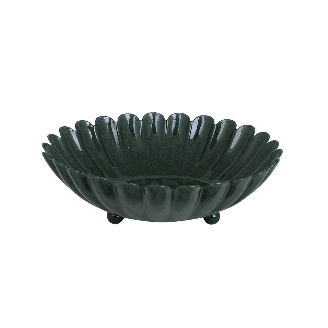 Coupelle fleur verte foncée en métal - M