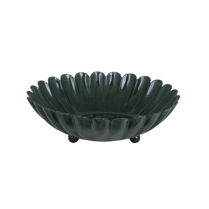 Coupelle fleur verte foncée en métal - M