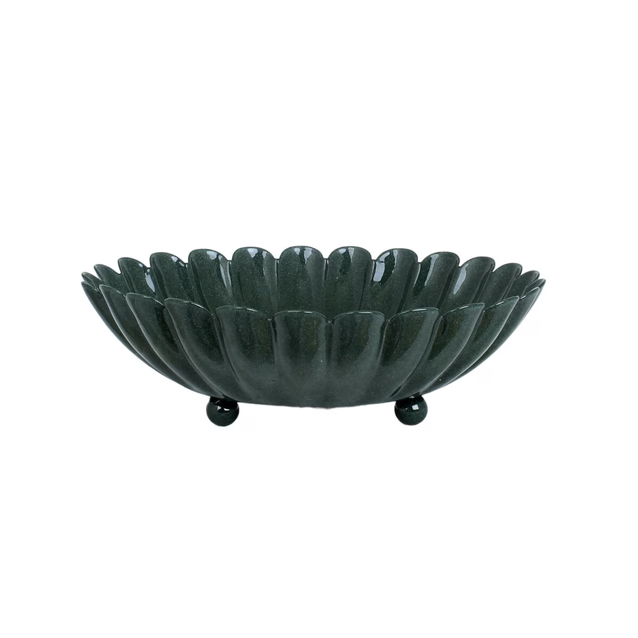Coupelle fleur verte foncée en métal - M