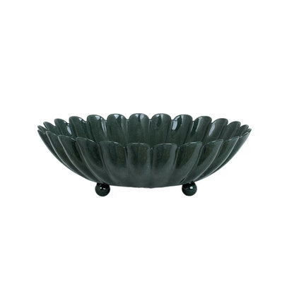 Coupelle fleur verte foncée en métal - M