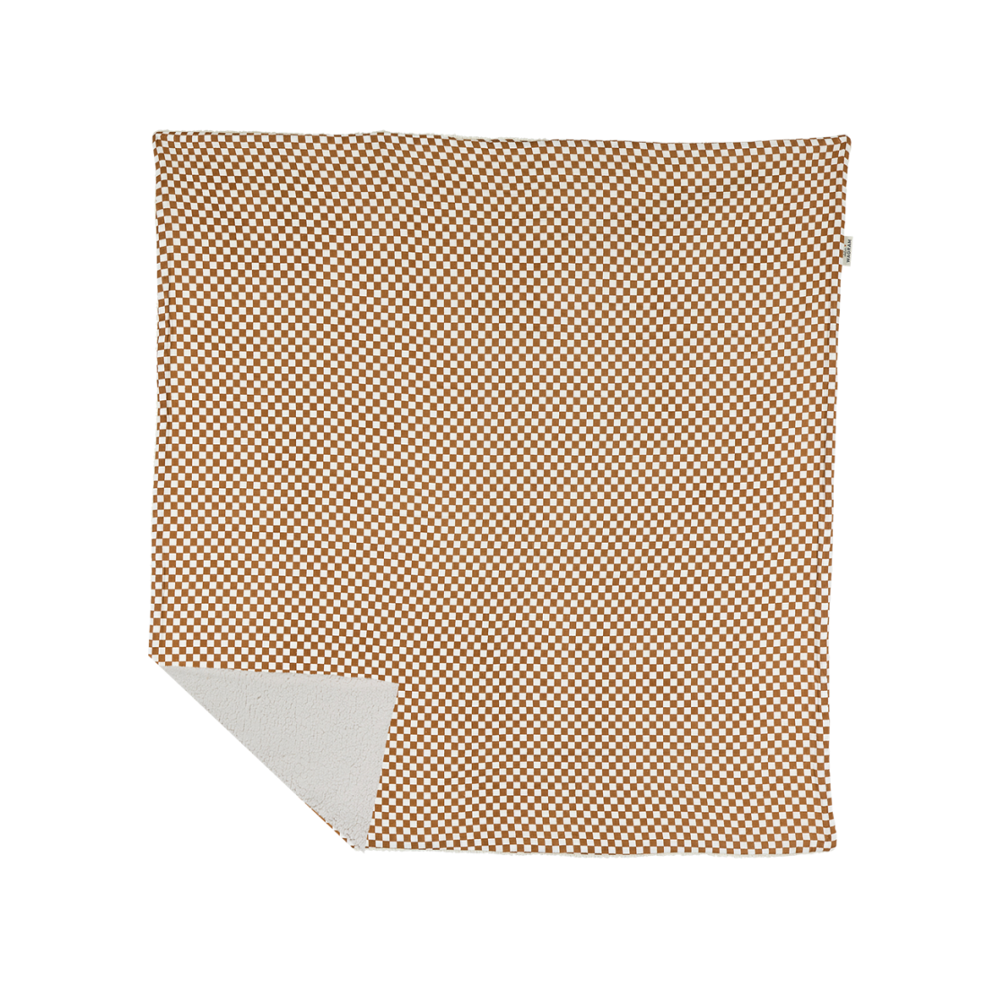 Couverture pilou - Damier camel et blanc