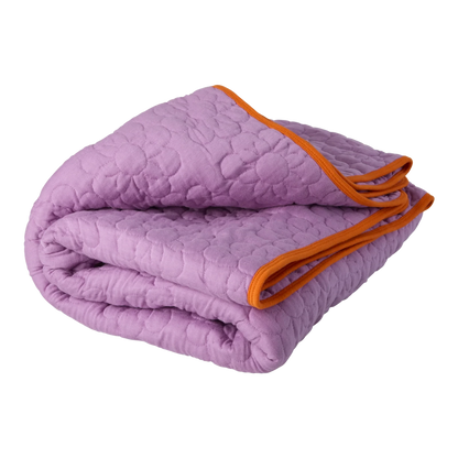 couverture fleurs violette et orange rice