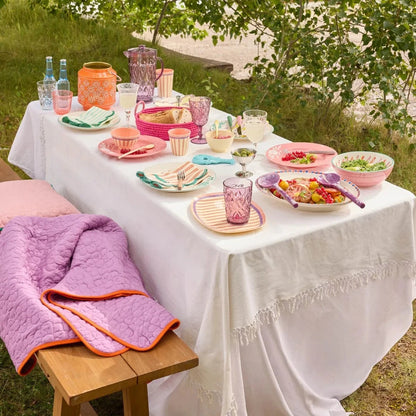 couverture fleurs violette et orange rice
