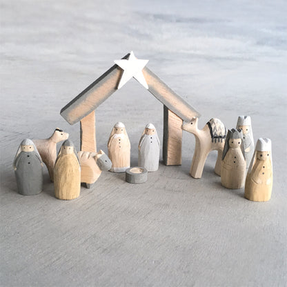 Petite crèche en bois complète - Boîte