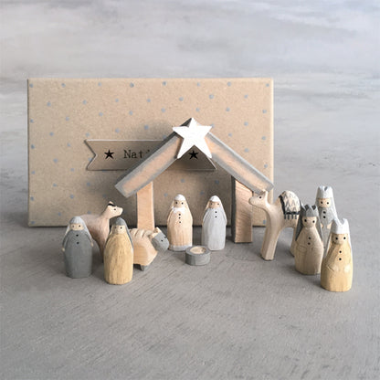 Petite crèche en bois complète - Boîte