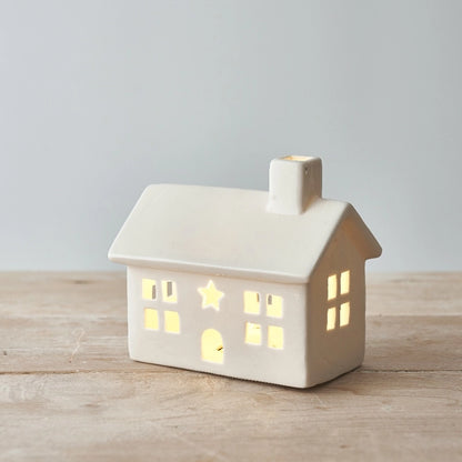Photophore - Maison large étoile + bougie LED