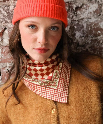 Petit foulard - Damier grenat