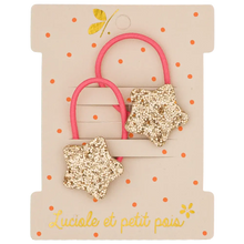 duo d'élastiques étoiles dorées fluo luciole et petit pois