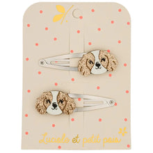 duo de barrettes chien Teddy luciole et petits pois