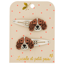 duo de barrettes chiens springer luciole et petits pois