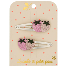 duo de barrettes duo de fraises luciole et petits pois