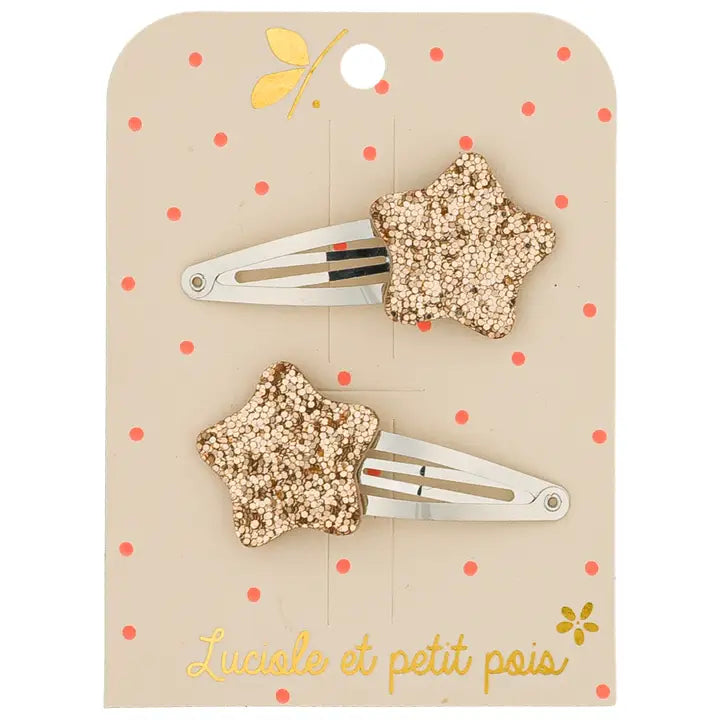 duo de barrettes étoiles dorées luciole et petit pois 
