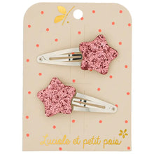 duo de barrettes étoiles roses luciole et petit pois