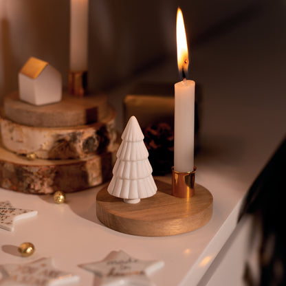 Bougeoir en bois - sapin de Noël
