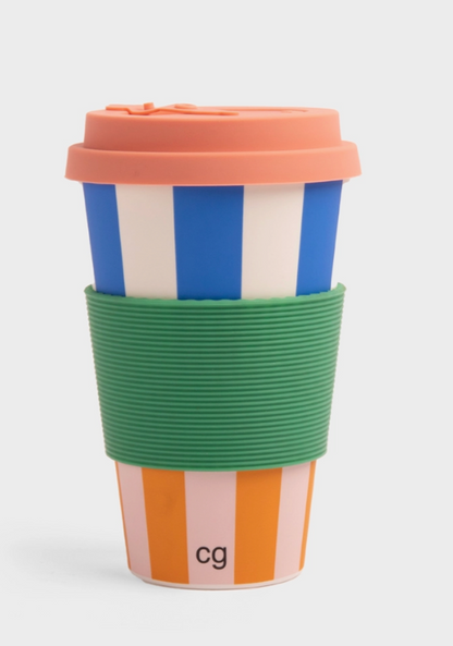 Gobelet ecocup - Rayures bleues et oranges