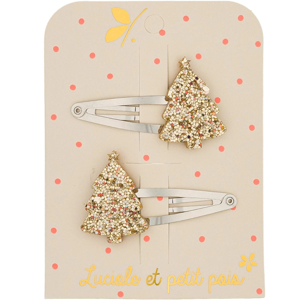 Duo de barrettes - Sapins doré