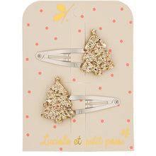 Duo de barrettes - Sapins doré