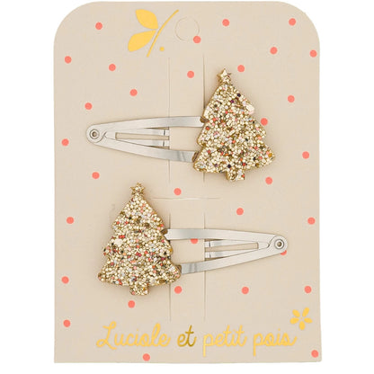 Duo de barrettes - Sapins doré