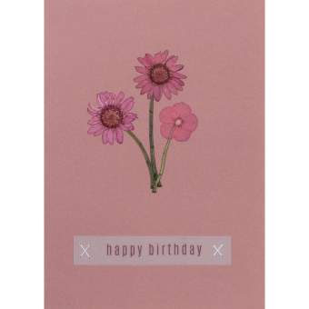 Carte fleurs roses - Happy birthday