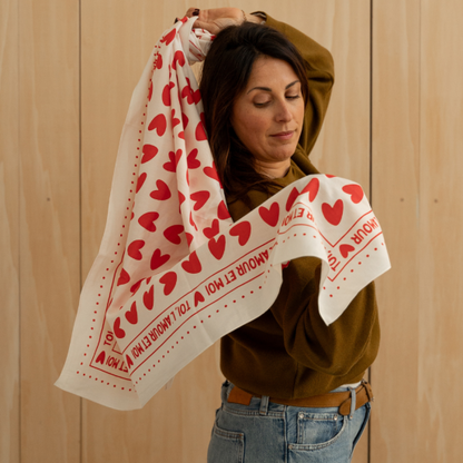 Foulard - Coeur blanc et rouge