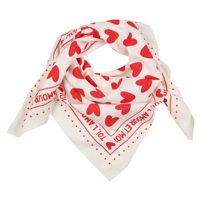 Foulard - Coeur blanc et rouge