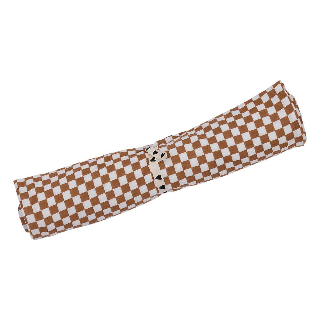 Lange/petit foulard gaze de coton - Damier camel et blanc