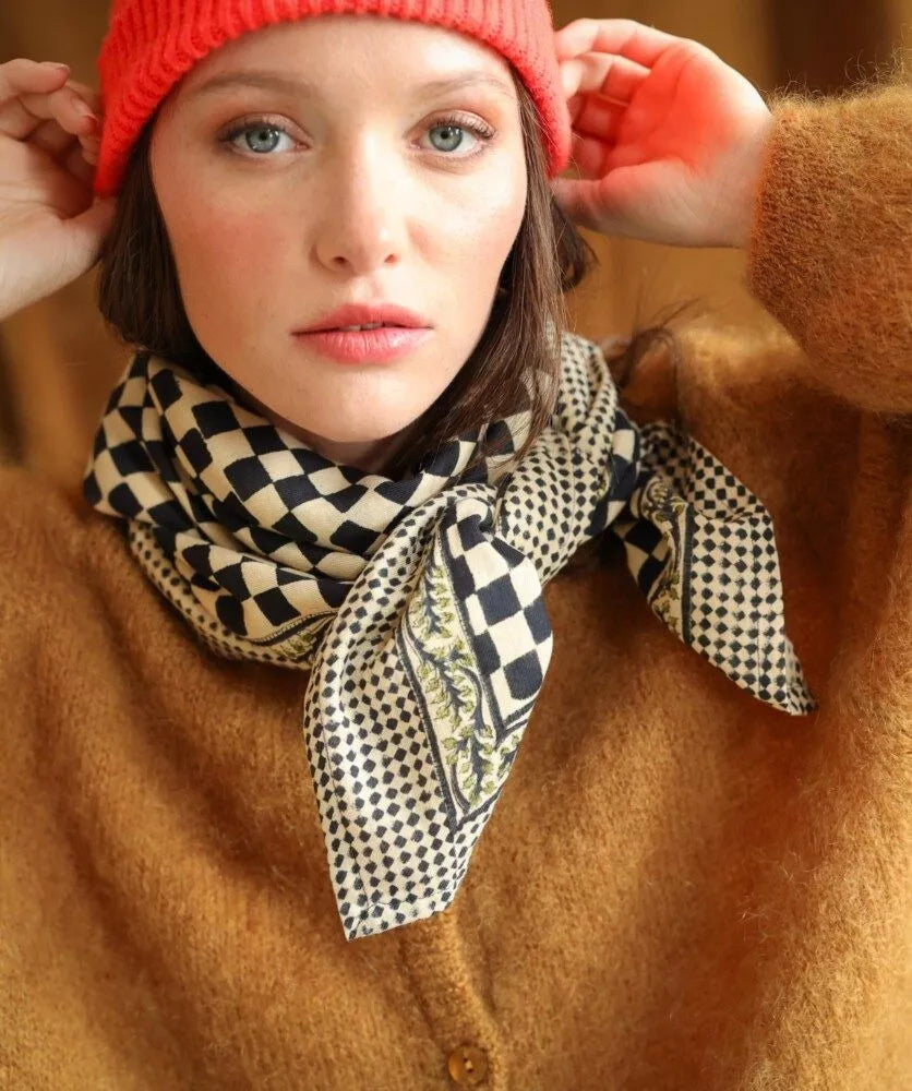 Foulard - Damier encre