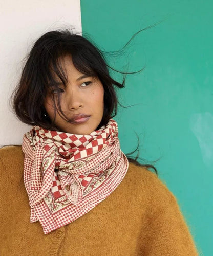 Foulard - Damier grenat