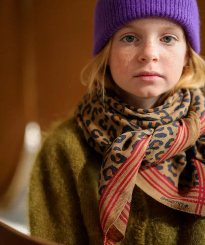 Foulard  laine - Léopard camel