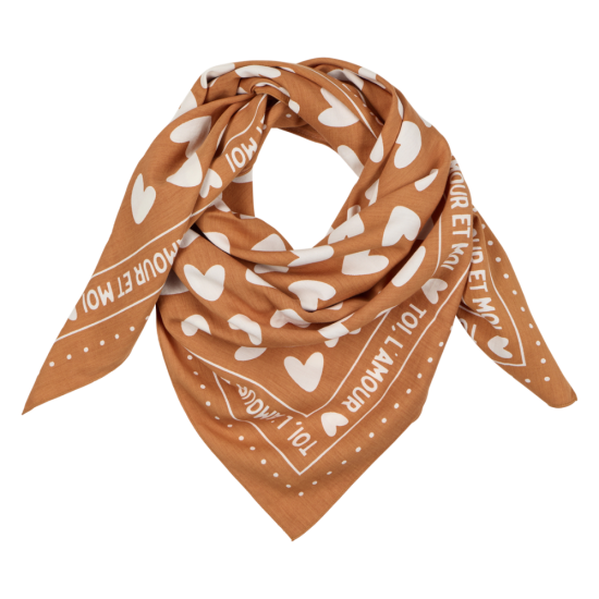 Foulard enfant - Coeur marron et blanc
