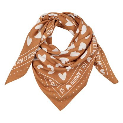 Foulard - Coeur marron et blanc