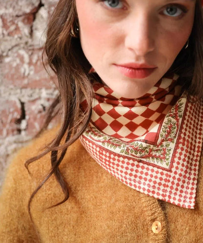 Petit foulard - Damier grenat