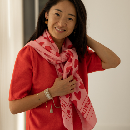 Foulard - Coeur rose et rouge