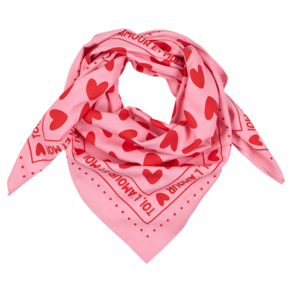 Foulard enfant - Coeur rose et rouge