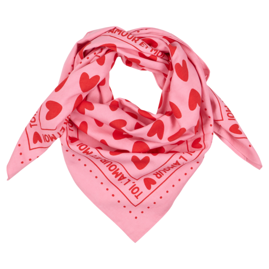 Foulard - Coeur rose et rouge