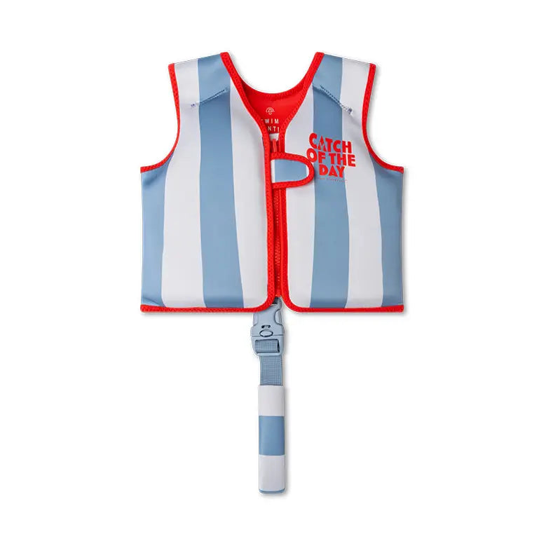 gilet de natation bleu et rouge swim essentials